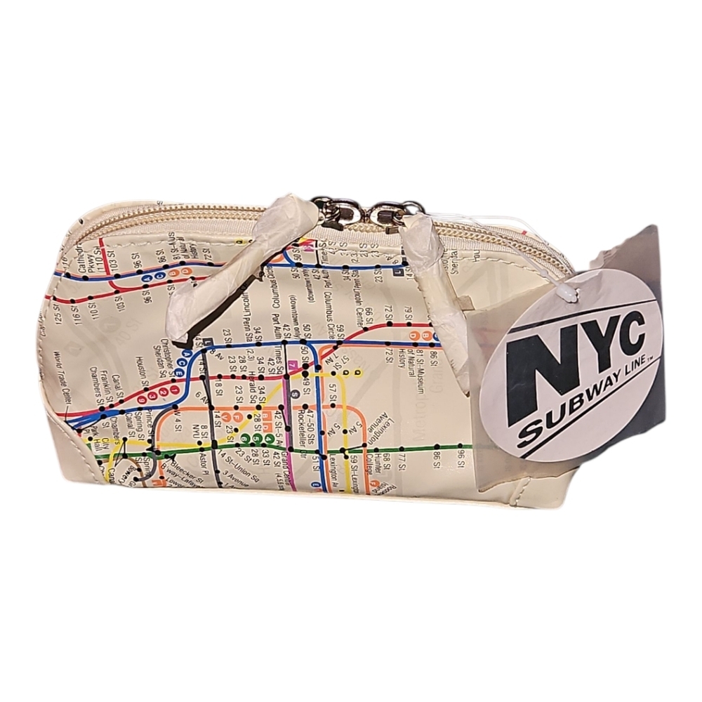 NYC Subway Line Cosmetic Case, Makeup Bag Zip Top Official Merch NWT